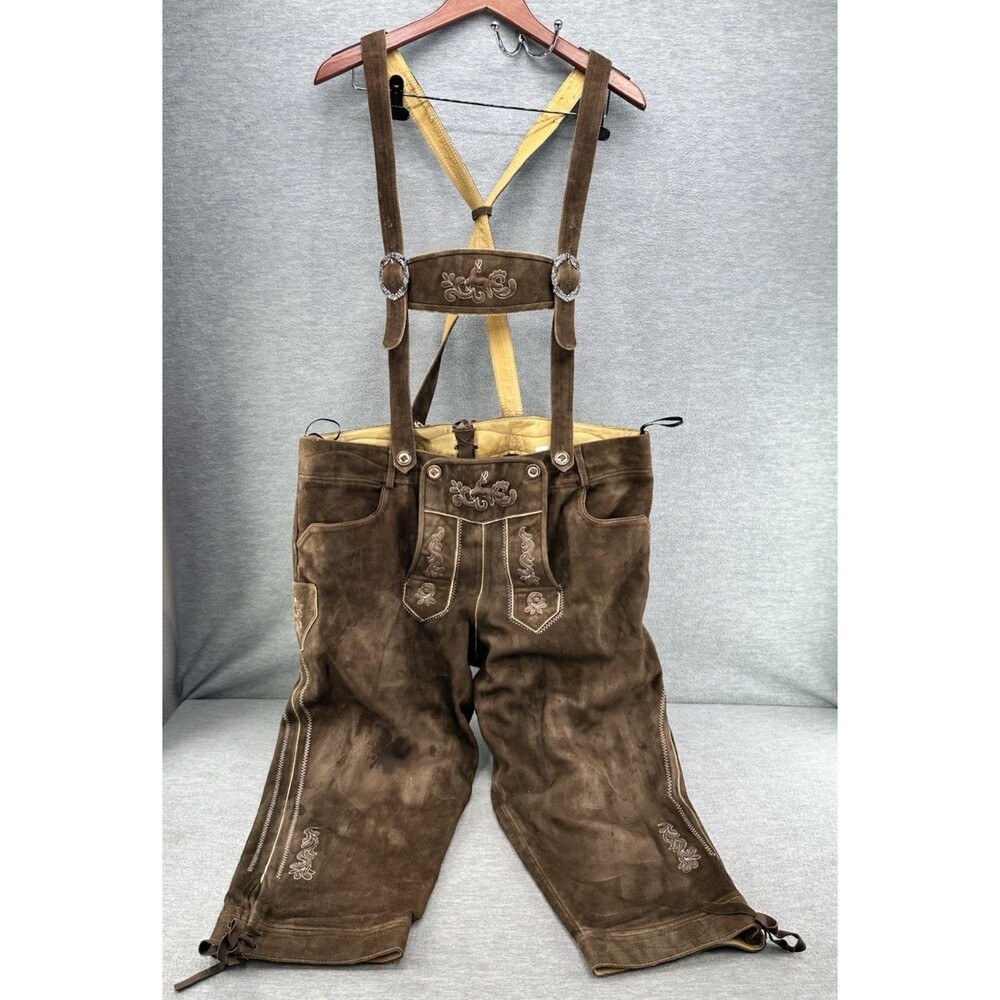 HAMMERSCHMID Dark Brown KneeBound Lederhosen with Suspenders Size 58